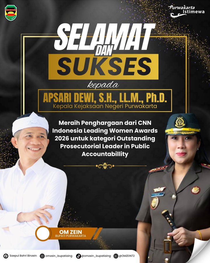 Kejari Purwakarta Apsari Dewi raih Penghargaan Outstanding Prosecutorial Leader in Public Accountability dari CNN